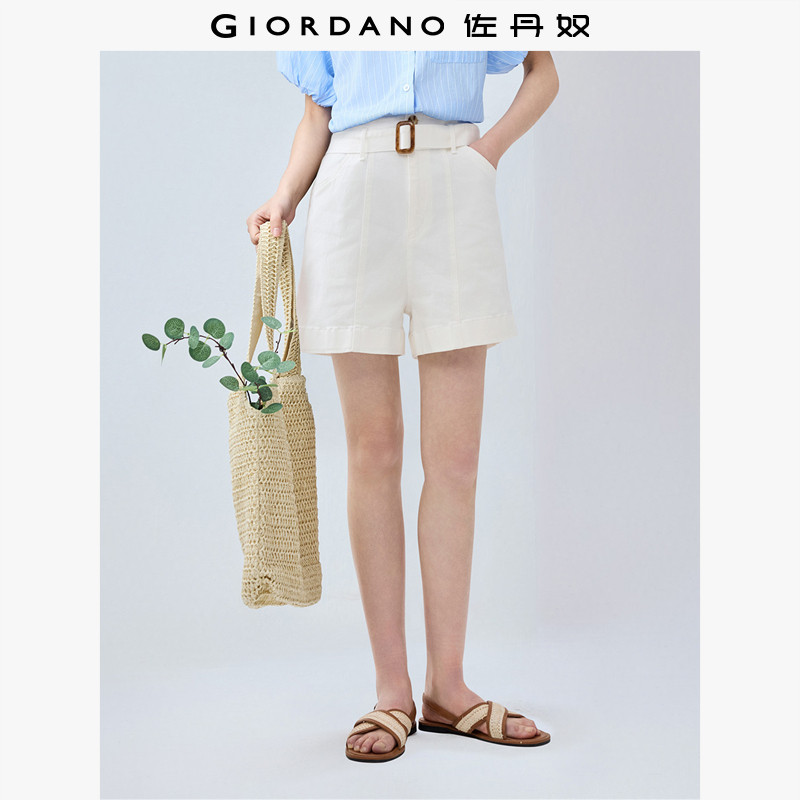 【商场同款】佐丹奴牛仔短裤女配腰带破骨宽松高腰裤子女05405212,女装/女士精品,牛仔裤,淘宝优惠券,粉丝福利购,淘宝优惠卷