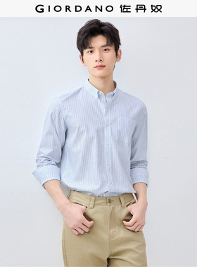 佐丹奴2026年春新款防皱纯棉休闲通勤格纹条纹衬衫男长袖01045102