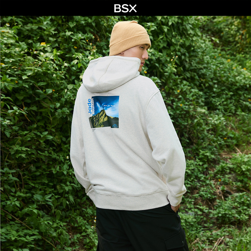 前后印绣BSX连帽套头卫衣