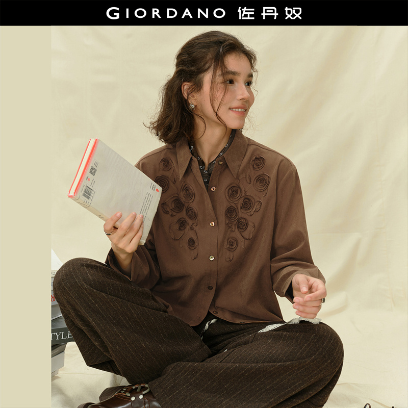 Giordano/佐丹奴长袖立体花衬衫