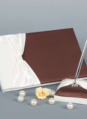 12款婚庆用品 cream chocolate欧式结婚签名簿 签到笔座 金色