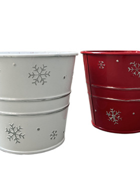 圣诞节浮雕雪花笔筒收纳铁桶文具开学礼物桌面可爱笔桶小学生奖品