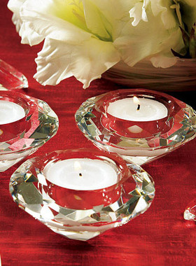 高透K9水晶钻石烛台圆形心形蜡烛台送茶烛 婚礼桌台酒店布置用品