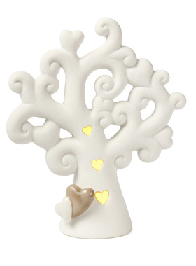 爱心生命树LED灯暖光装饰品蛋糕装饰创意家居艺术摆件陶瓷工艺品