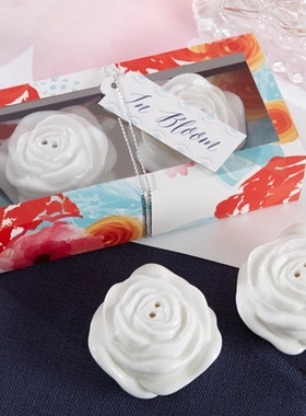 RedBox结婚用品婚礼回礼小礼品 创意 纯白陶瓷玫瑰造型胡椒罐