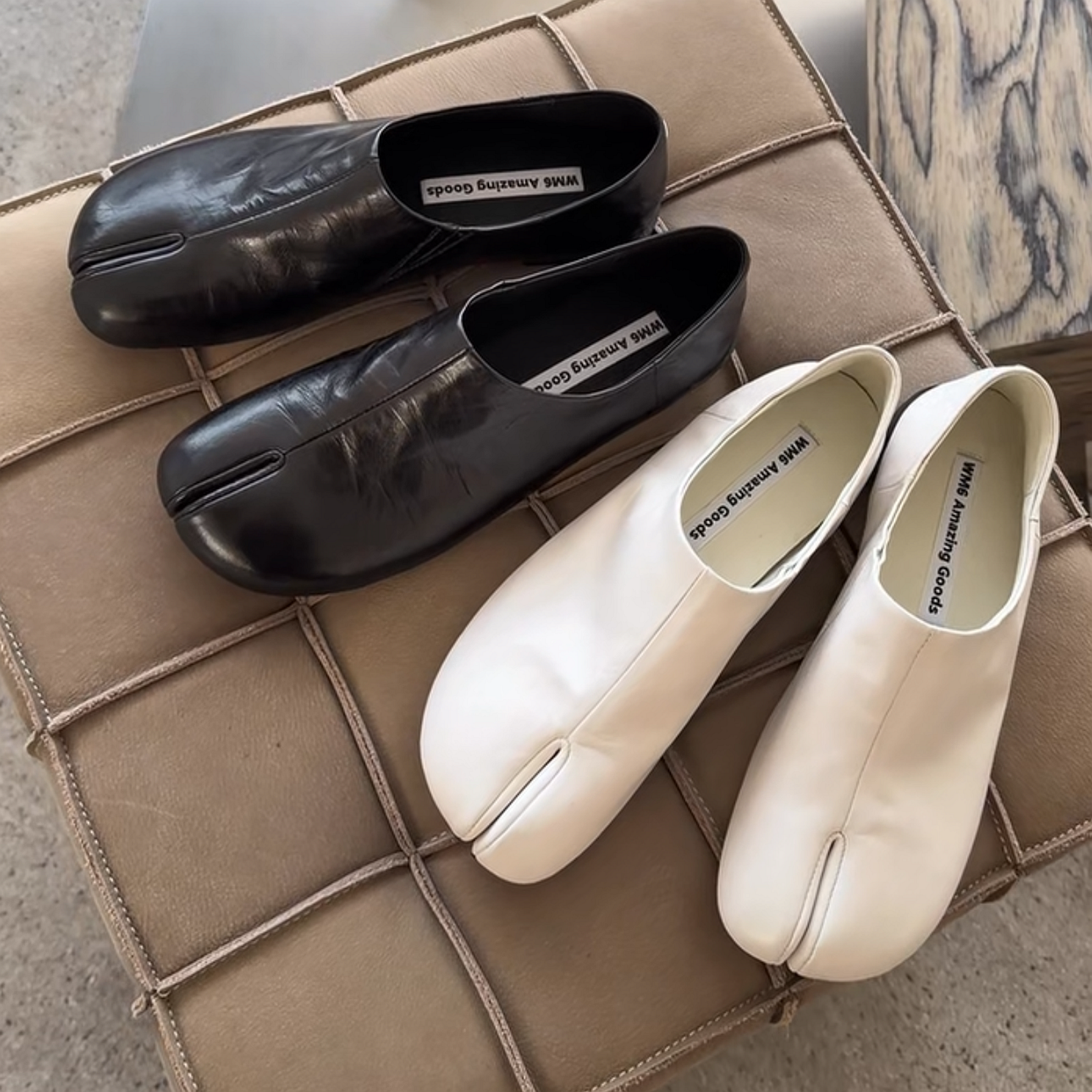 WM6欧货女鞋2026年早春新款褶皱牛皮圆头分趾一脚蹬时尚平底单鞋,女鞋,深口单鞋,淘宝优惠券,粉丝福利购,淘宝优惠卷