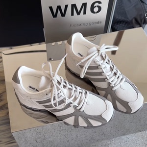 WM6早春牛皮拼色内增高德训鞋