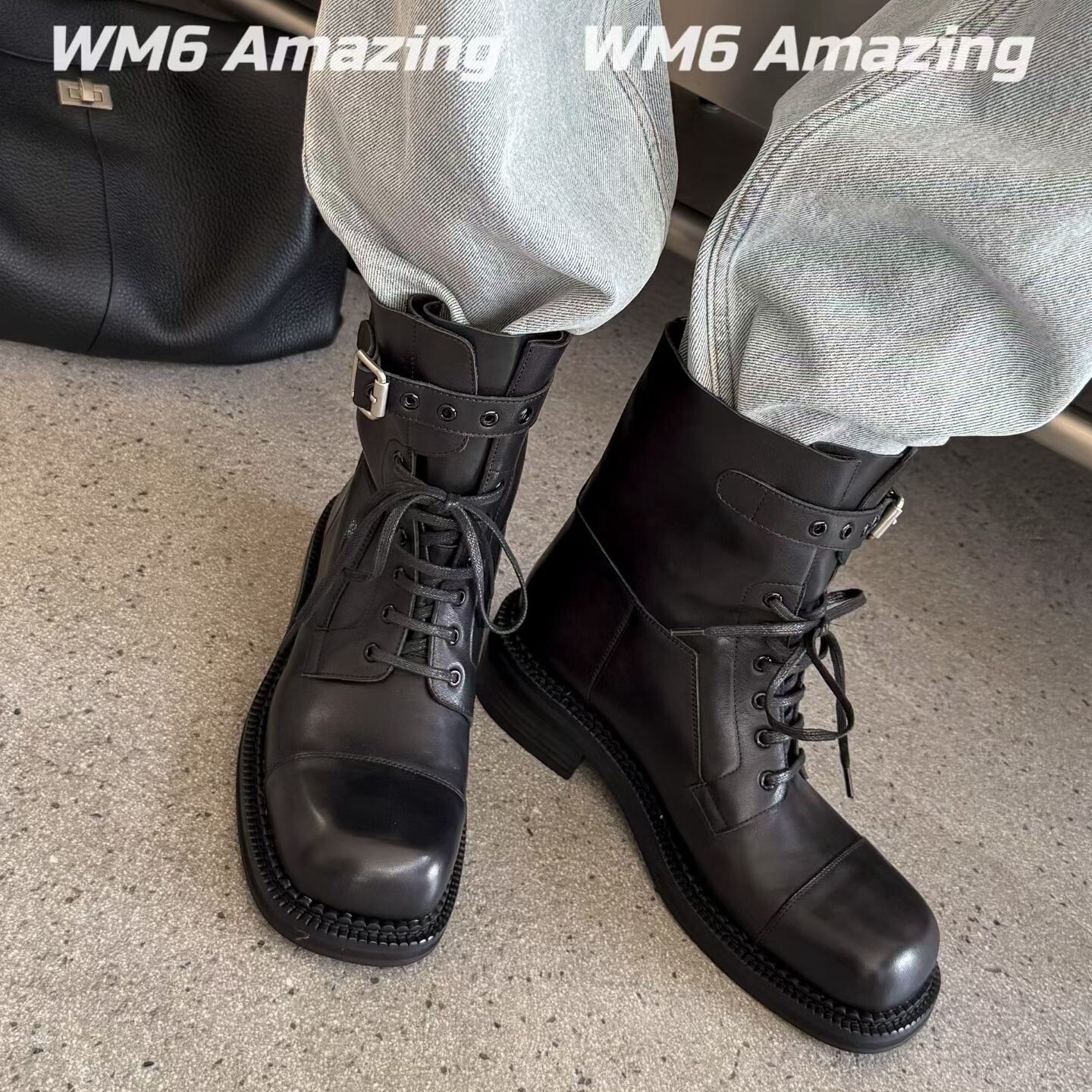 WM6欧货牛皮厚底英伦女马丁靴