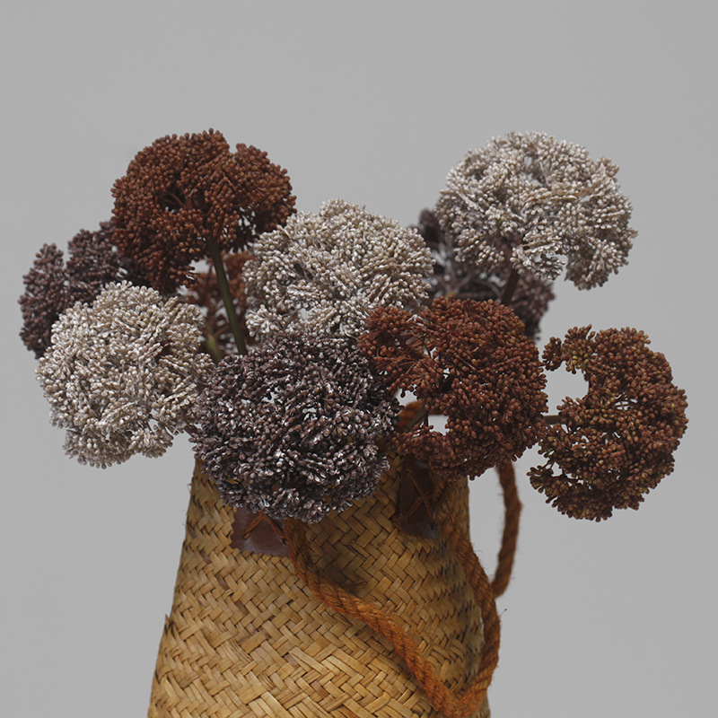 家居样板房装饰仿干花假花复古文艺秋色米兰球小草球桌面摆放仿真