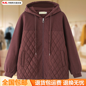 连帽拉链拼接棉服宽松显瘦妈妈装 中老年女装 冬季 休闲保暖外套棉袄