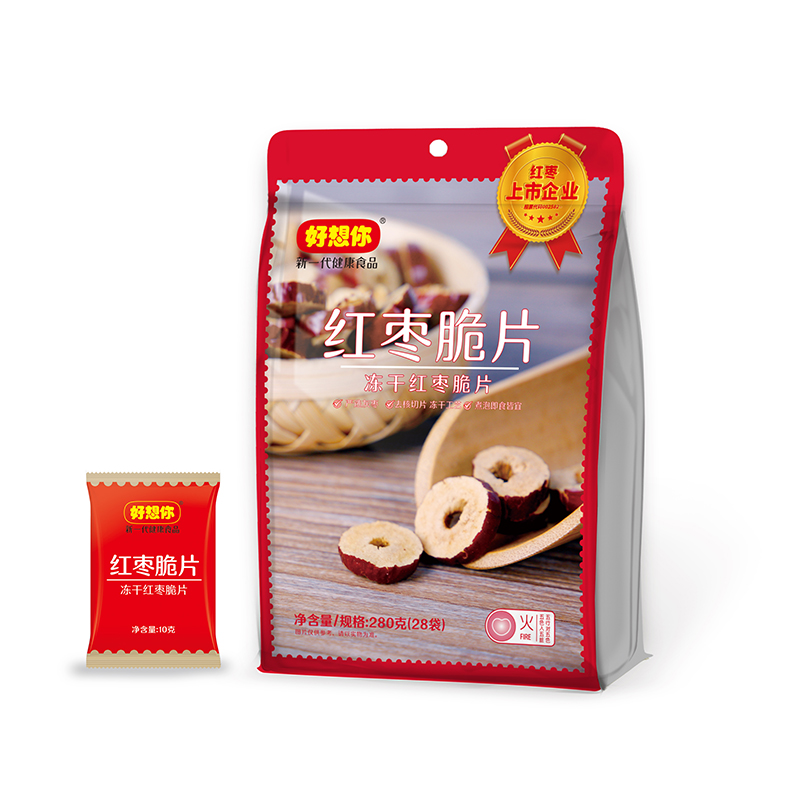 好想你冻干红枣干280克袋枣片去核枣圈酥脆枣免洗即食泡水煮粥