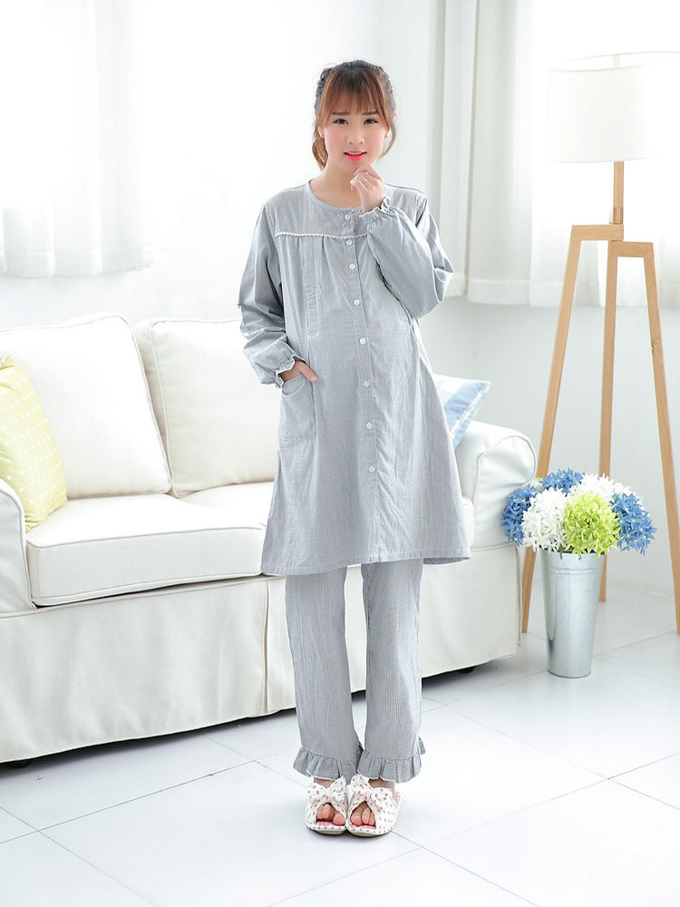 봄 여름 가을 겨울 순면 산모 수유복 잠옷 가정복 잠옷 산후복 중기 지방 분만실 스커트