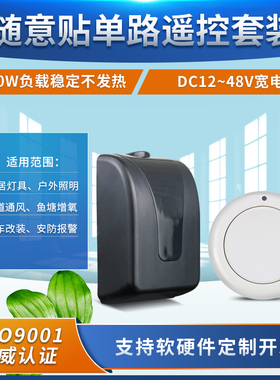 DC直流12V-48V单路宽电压车灯喇叭 灯具开关+白色圆型随意贴遥控