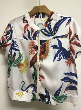 欧蒂fu印花圆领开衫上衣