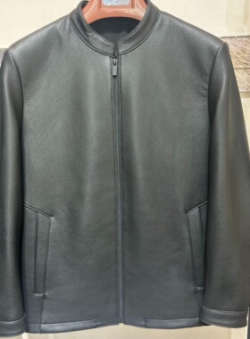 鹿皮皮衣男立领黑色夹克春秋款库存皮衣