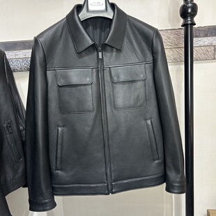 海宁皮衣男士真皮皮衣鹿皮皮夹克外套翻领雷军同款