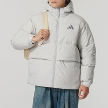 阿迪达斯羽绒服男官方正品2025夏季新款户外运动服鸭绒面包服外