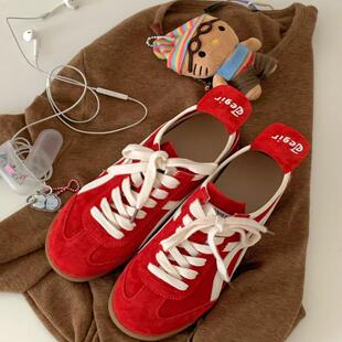 Opening自制 ｜秋冬百搭复古时髦小红鞋博主同款街拍百搭德训鞋女