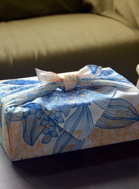 日式和风桌布包裹布风吕敷便当布包袱皮圣诞节礼物盒包装布绣球花