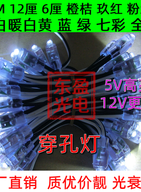 led七彩 全彩色外露灯9-12mm防水红白蓝绿黄打孔点光源字外漏灯串