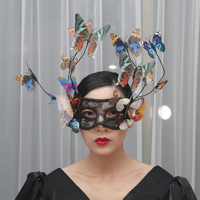 欧美夸张树枝面具重手工复古蝴蝶蒙面歌王万圣节狂欢假面舞会派对