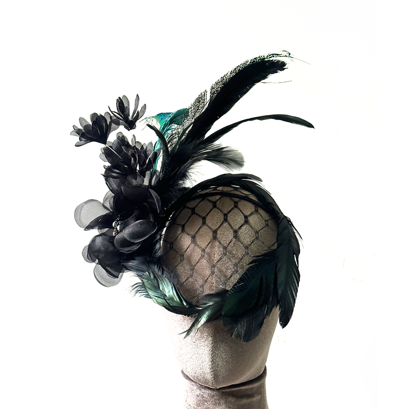 羽毛面纱花朵发箍夸张生日派对舞台走秀表演配饰