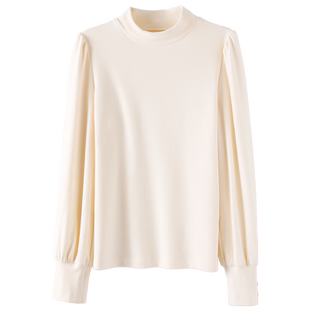 OSA欧莎德绒泡泡袖打底衫t恤女秋冬季2025年新款气质显瘦内搭上衣