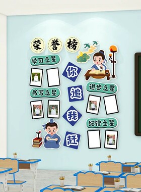 班级光荣榜荣誉墙展示墙贴画学校儿童房奖状布置教室文化墙面装饰