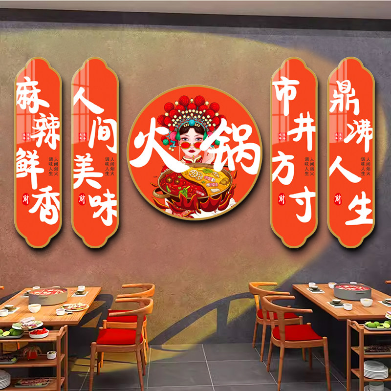 国潮市井火锅店墙面装饰网红文字