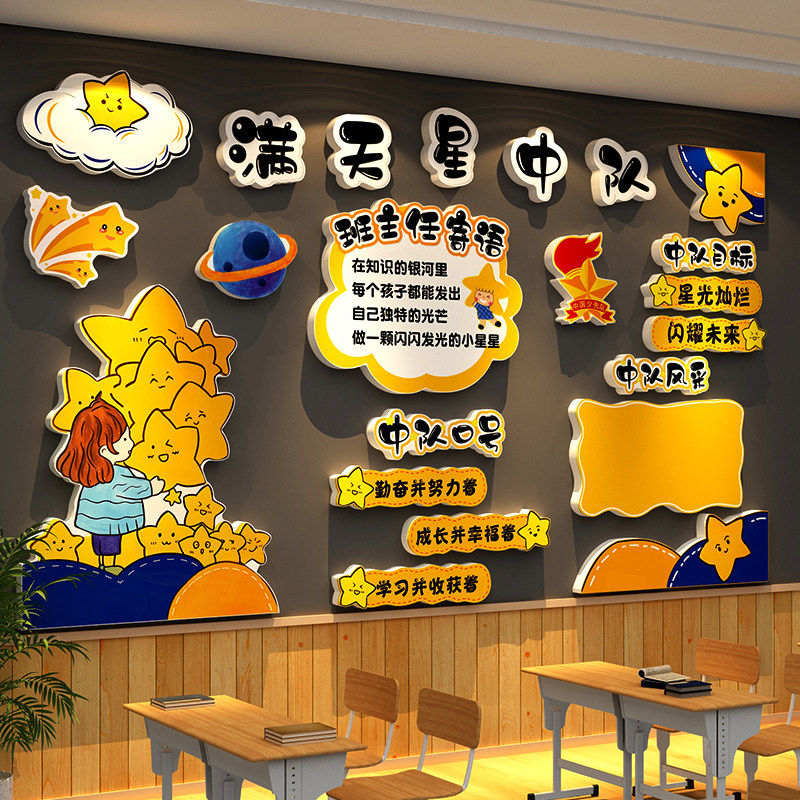 班级满天星中队角布置文化墙贴教室装饰环创少先黑板海报素材小学