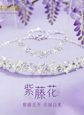 中国金店紫藤花手链项链女生礼物