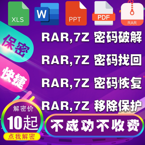 RAR解压缩密码压缩包密码解除7z密码找回rar忘记密码破解找回密码