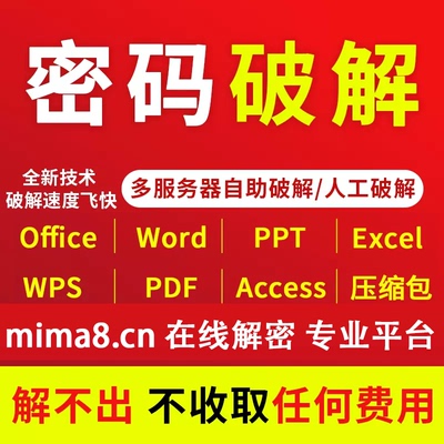 Excel密码恢复 Word密码找回 Xlsx表格密码解除,压缩包zip 7z解密