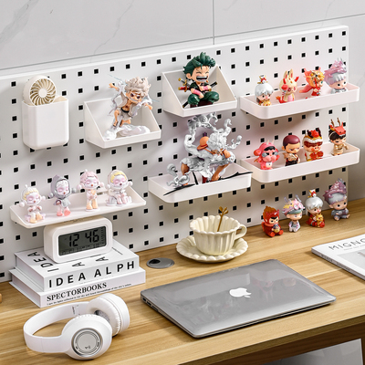 方孔洞洞板收纳盒挂式配件置物架固定卡扣挂板托盘挂钩收纳储物盒