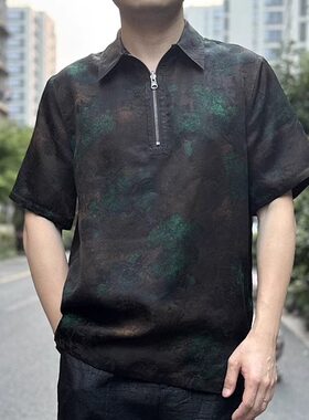 Polo领短袖桑蚕丝香云纱