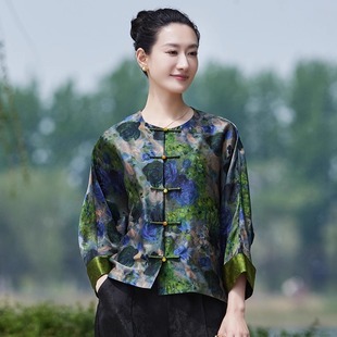 100%桑蚕丝香云纱 重磅提花缎 蝙蝠袖 开衫上衣/外套*35姆*多色