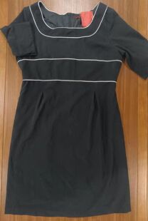 短裙短袖 100通勤职业西装 U领收腰7028微胖黑色 胸95 加大码