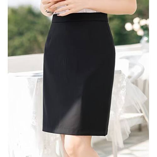 腰71-75大码浅灰色B5029后开叉一步裙西装裙及膝裙OL裙