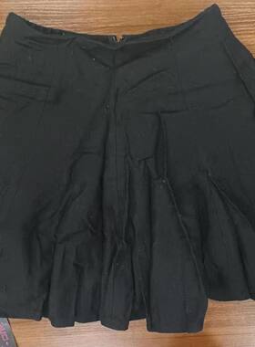 均码黑色5691弹性松紧裙头休闲喇叭状中裙及膝裙腰61-70