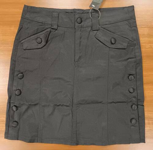 大码黑色A字裙5574多钮扣后开叉OL款一步裙西装裙及膝裙腰71-75