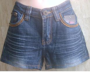 7454小码 水磨蓝色 铆钉 休闲牛仔热裤 装 明黄线 短裤 单件裤