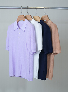 PAMIR秋冬女POLO领亚麻棉针织衫 PZ210