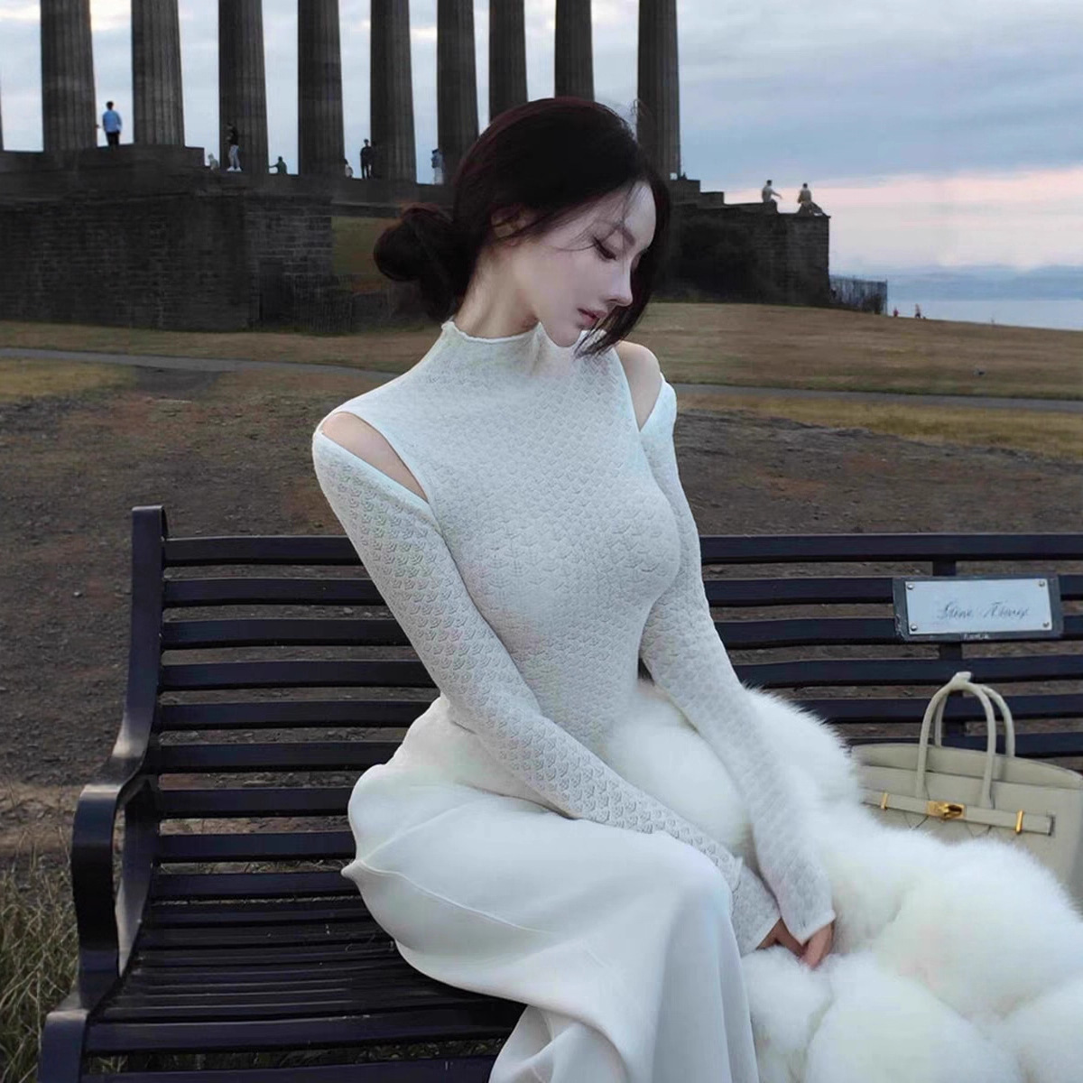 DLGT7170法式镂空半高领蕾丝衫女秋冬内搭高级感气质修身显瘦上衣