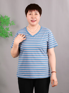 50多岁中老年妈妈装宽松v领上衣