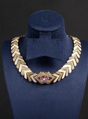 跨境高定珠宝锆石项链宴会奢华小众嘴唇创意几何项链礼服配饰饰品