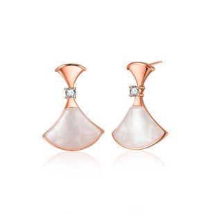 韩剧同款轻奢感耳钉扇形仿白贝母裙子耳环气质女耳饰工厂