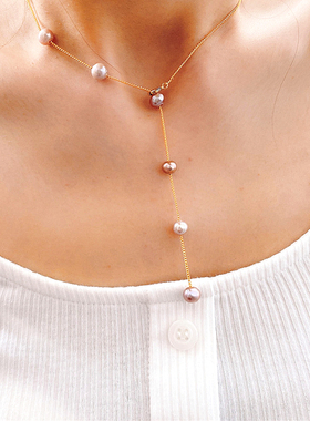 粉色ins潮风轻奢小众珍珠项链