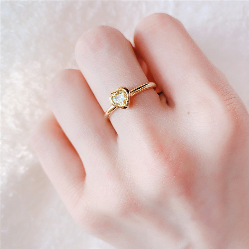 克拉爱心黄色水晶仿真锆石戒指