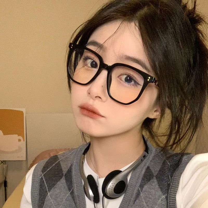 韩版新款大框方框透明框网红素颜眼镜女配近视眼镜防蓝光平光镜男