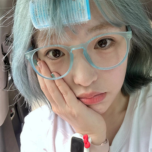 辣味少女蓝色平光镜气质显白网红素颜韩版萌拍照日系可爱百搭ins